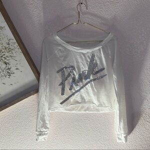 Victoria's Secret White Crop Top with Silver Logo